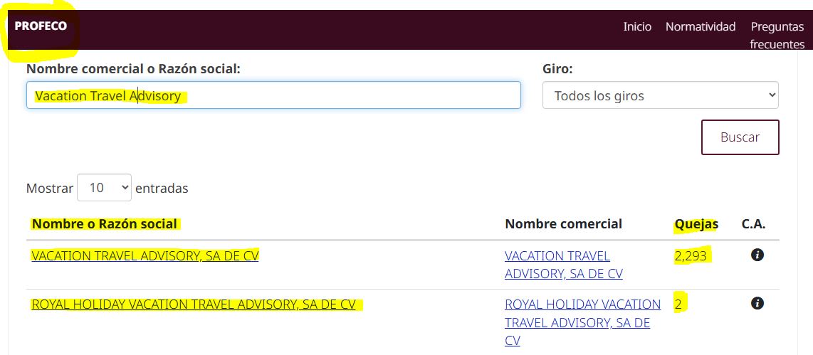 Royal Holiday quejas PROFECO