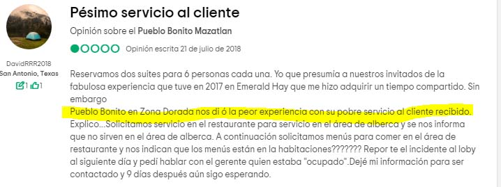 servicio al cliente tiempo compartido